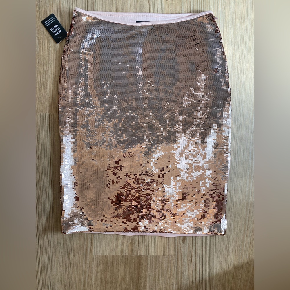 Express Sequin Pencil Skirt - Rose Gold